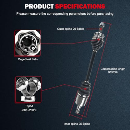 cciyu CV Axle for Honda Civic 2006-2015 - Front Left - only Auto - NCV36007 - size: 17-9552