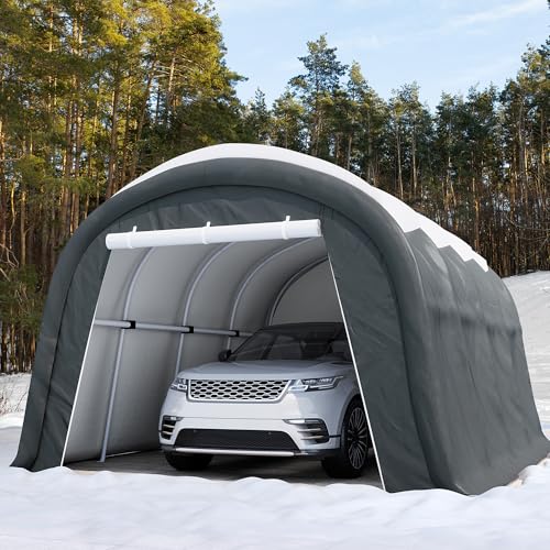 SUNBURY 10x20 ft Carport, Portable Garage, Heavy Duty Outdoor Carports Tent, Waterproof Storage Shelter with Zipper Door for Car, Truck, Boat, ATV, Grey - style: Grey-10x20 FT