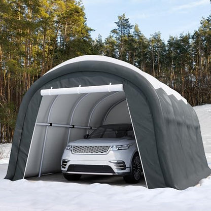 SUNBURY 10x20 ft Carport, Portable Garage, Heavy Duty Outdoor Carports Tent, Waterproof Storage Shelter with Zipper Door for Car, Truck, Boat, ATV, Grey - style: Grey-10x20 FT