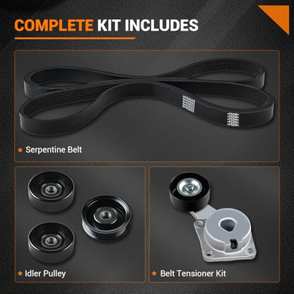 Tecoom Timing Serpentine Belt Drive Component Kit Compatible with Ford F150 F250 F350 Explorer 2005-2010, Expedition 2009-2014, Lobo 09-10, Lincoln Navigator 10-14, Mercury Mountaineer 06-10 90K38274A - size: 90K-38274A