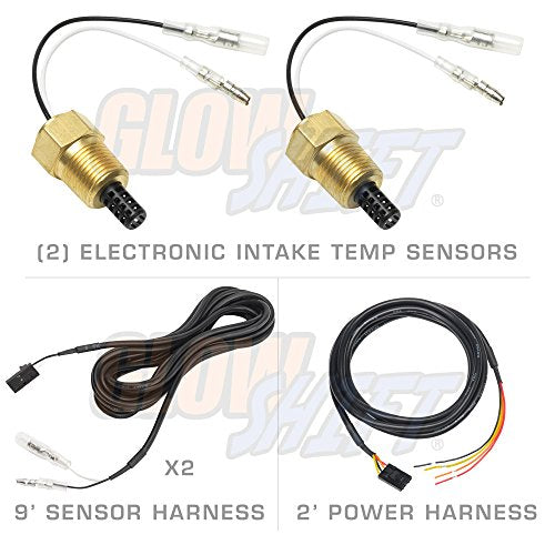 GlowShift 10 Color Digital Dual Air Intake Temp Gauge Kit, 2-1/16" 52mm