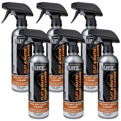 Flitz Flat Matte Finish Cleaner - 16oz Bottle of USA-Made Vinyl Wrap Spray to Easily Remove Grease, Wax, Dust, & More - Quick Drying Matte Paint Cleaner - Ideal for Cars, Motorcycles (6 Pack) - size: 16 Fl Oz (Pack of 6)