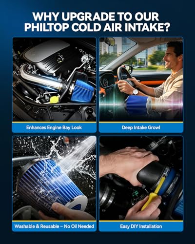 PHILTOP 3.5" Cold Air Intake Kit for 1996-2004 GMC Sonoma 4.3L, GMC Jimmy - color: Blue, size: 1996-2003 Chevrolet S10 4.3L