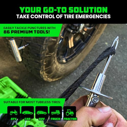Rhino USA Tire Repair Kit (86-Piece) - Heavy Duty Tire Plug Kit - size: 86 Piece Set