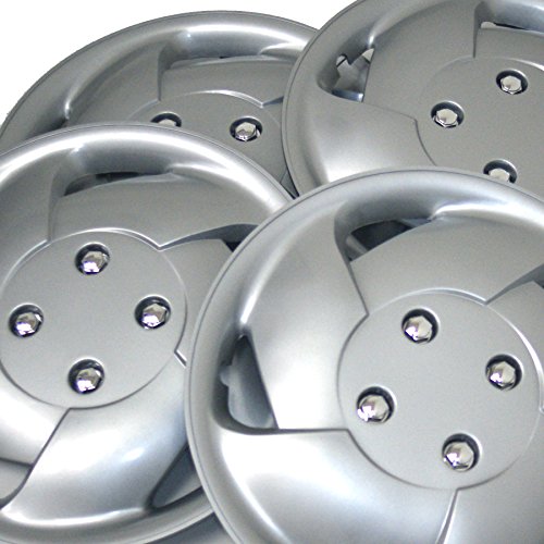 WC3-15-8083-S - Pack of 4 Hubcaps - 15-Inches | Silver | Style 083 Style Snap-On (Pop-On) Type Metallic Silver Wheel Covers Hub-caps - size: 15-Inches | Silver | Style 083