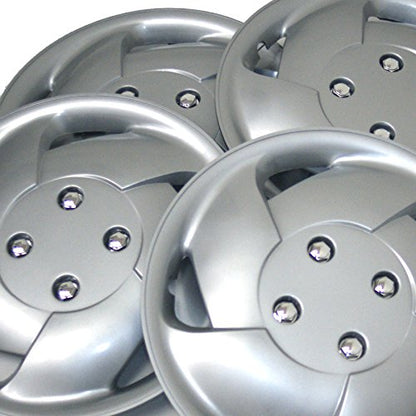 WC3-15-8083-S - Pack of 4 Hubcaps - 15-Inches | Silver | Style 083 Style Snap-On (Pop-On) Type Metallic Silver Wheel Covers Hub-caps - size: 15-Inches | Silver | Style 083