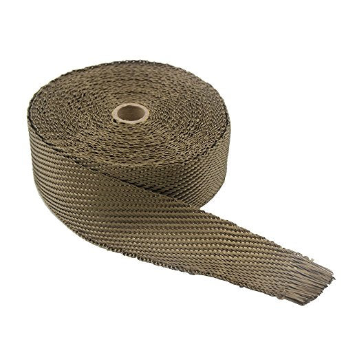 LEDAUT 2"x 50' Twill Weave Motorcycle ATV Titanium Exhaust Heat Shield Wrap with 11.8" Locking Ties (Pack of 15) - size: 2 inches x 50 Foot twill weave