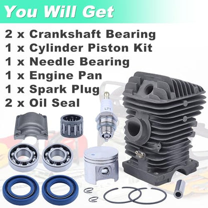 Adefol 40mm Cylinder Piston Kit For Stihl MS210 021 MS 210 Chainsaw with Crank Bearing Oil Seals Engine Pan Needle Bearing Spark Plug Replacement Parts for 1123 020 1216 11230201216