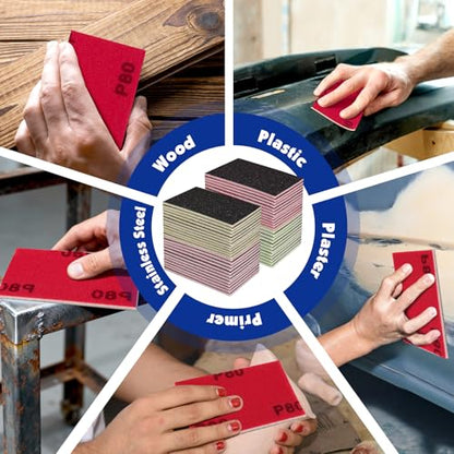 48Pcs Sanding Sponge Set, 80-1000 Grit Fine Sanding Sponges Pads, Washable Sandpaper Assortment for Wood, Drywall, Metal, Auto, Wet Dry Sandpaper for Versatile Smoothing.