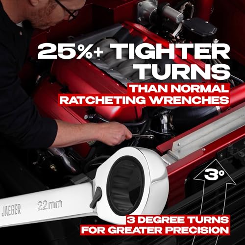 Jaeger 22 mm Reversible Ratchet Wrench, 15° Offset, 12-Pt, Metric - size: 22 MM Reversible, style: Individual Reversible Ratcheting Wrench