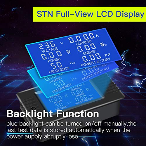 AC 80-260V 100A Digital Power Monitor, LCD, Split-Core CT, 2-Pack - style: 2 Pieces AC 100A Meter(Split Core Transformer)