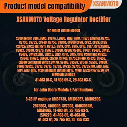 Voltage Regulator Rectifier for Kohler John Deere 2575503 4140309