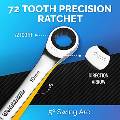 Ratcheting Wrench - Slim Profile - Ratchet Wrench, 10 mm Wrench - size: 10 mm