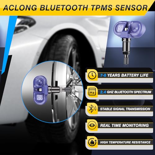 Bluetooth TPMS Sensor-4-Pack for Tesla Model 3/Y 2020+, X/S 2021+, Snap-in Tire Pressure Monitor, Replaces 149070101B - size: 14907-0101B