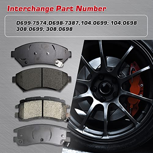 Front Rear Ceramic Disc Brakes Pads Set Vehicle Replacement Part for Buick Century,Regal,for Chevy Impala,Monte Carlo,Venture,for Oldsmobile Intrigue,Silhouette,for Pontiac Grand Prix,Montana - style: D699+D698