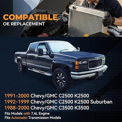 Auto Dynasty 1696 Radiator for 88-00 Chevy GMC C/K2500 3500 Suburban 7.4L - color: 88-00 C/K 7.4L AT