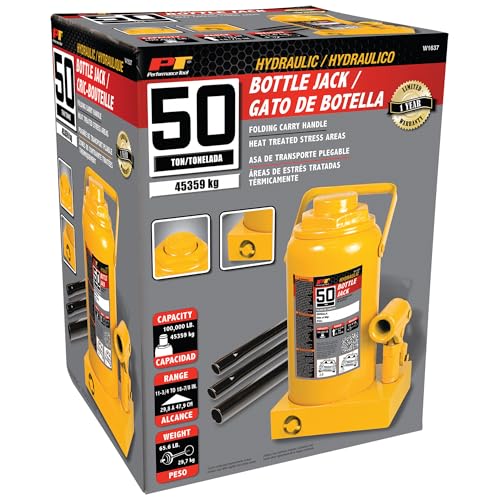 Performance Tool W1637 50 Ton Heavy Duty Hydraulic Bottle Jack - size: 50-Ton - Standard