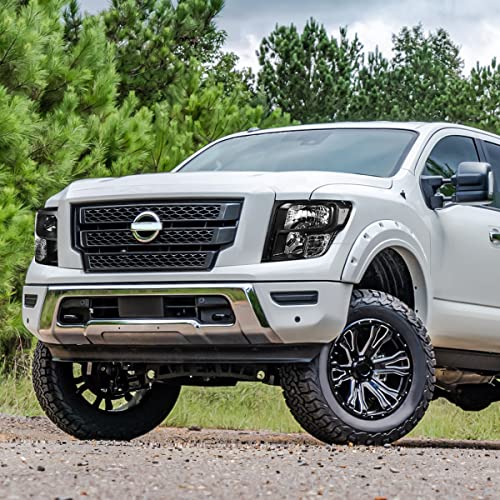Pair of Headlights Assembly Compatible with 16-24 Nissan Titan (XD),Black Housing/Clear Corner - color: Black / Clear