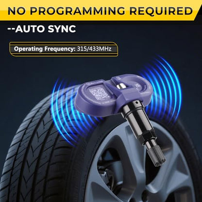 Bluetooth TPMS Sensor-4-Pack for Tesla Model 3/Y 2020+, X/S 2021+, Snap-in Tire Pressure Monitor, Replaces 149070101B - size: 14907-0101B