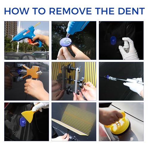 Car Dent Puller Kit,148 PCS Dent Repair Tool,Paintless Dent Removal with Golden Lifter,Bridge Puller,Slide Hammer T-Bar,Suction Cup Dent Puller for Auto Body Dents,Repairing Big and Dents, Hail Damage - style: 148PCS
