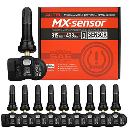 Autel TPMS Sensors 10pcs Pack Rubber Stem 315/433MHz TPMS Sensor Universal Tire Sensor Programmed by Autel TPMS Tool TS900 TS401 TS408 TS508 TS9601 TS608 MK808TS MX808TS MS906TS ITS600 - size: 10pcs 1-Sensor R