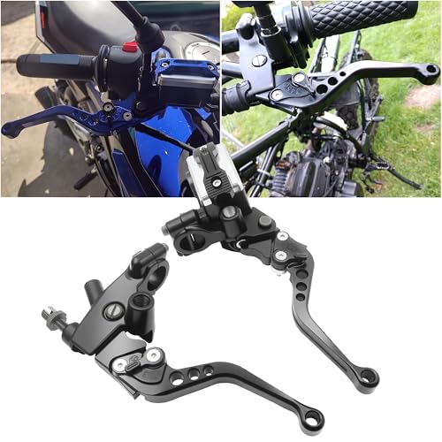 Universal Motorcycle 7/8" 22mm Handlebar Brake Master Cylinder Clutch Lever CNC Left & Right Set Compatible with Honda Kawasaki Suzuki Yamaha（ Piston Diameter 12.7mm (Black) - color: Black