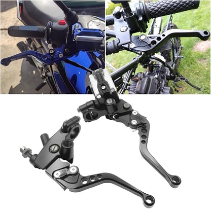 Universal Motorcycle 7/8" 22mm Handlebar Brake Master Cylinder Clutch Lever CNC Left & Right Set Compatible with Honda Kawasaki Suzuki Yamaha（ Piston Diameter 12.7mm (Black) - color: Black