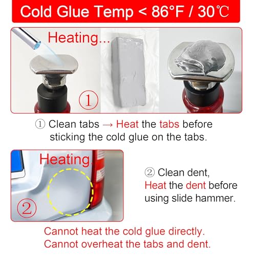 WOYO PDR200 PDR Slide Hammer Dent Puller with Cold Glue & 3pcs Stainless Steels Tabs & Long Tabs Adapter & 2pcs Handle Cover, Car Dent Removal Tool Automotive Repair Dent Kits