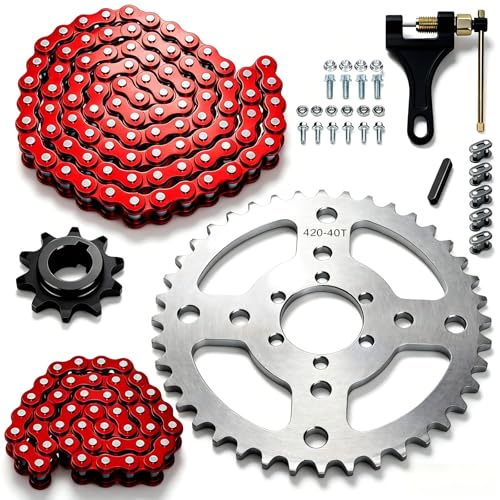 Modified Mini Bike 420 Chain with 40 Tooth Sprocket Kit 40mm Bore - color: Silver