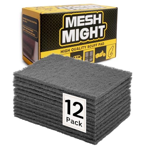 12-Pack 6"x9" Non-Woven Scuff Pads - Gray P800 - Aluminum Oxide Abrasive for Scouring, Sanding, Paint Primer Prep - Automotive, Auto Body, Woodworking, Surface Preparation (Gray) - color: Gray