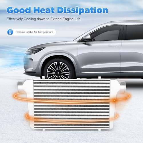 Universal Intercooler Aluminum Intercooler Front Mount 3" Inlet & Outlet Direct Replacement for Any Turbo Charger System Silver (25x12x3" 3") - size: 25x12x3" 3"