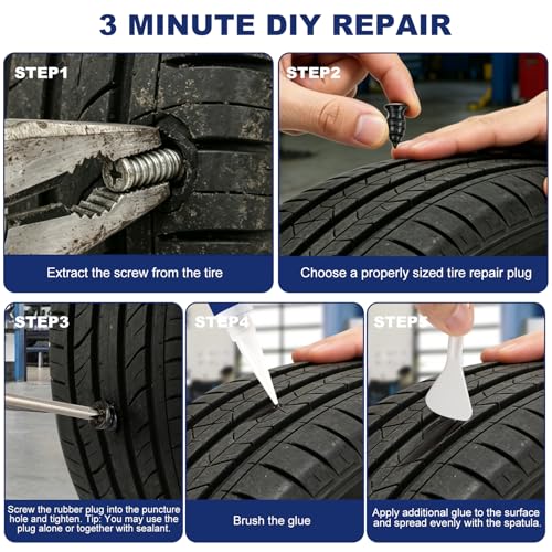 42Pcs Tire Repair Plugs Screws with 2 Tube Sealant &Screwdriver