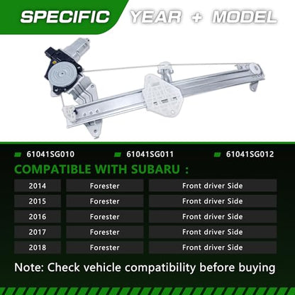 Front Driver Side Power Window Regulator with Motor - size: 61041SG010