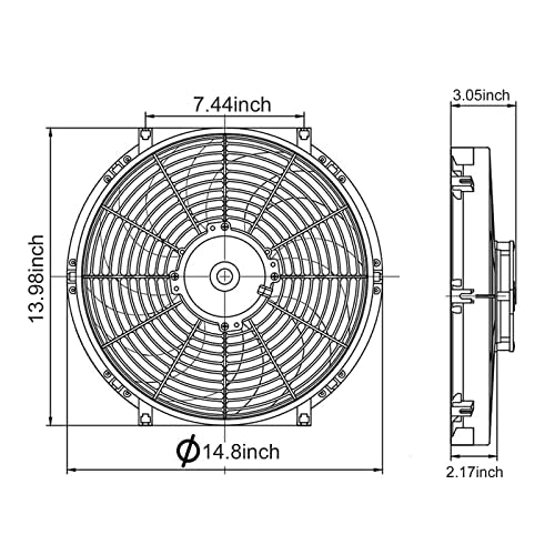 14 Inch Universal Radiator Fan High Performance Push/Pull 12V with Fan Mounting Kit Black - style: 14" Curved