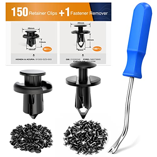 GOOACC 150 pcs Push-Type Bumper Fasteners Rivet Clips-2 Sizes Universal Auto Clips & Fastener for Bumper Fender Clips Replacement-Fastener Removal Tool Included (150PCS Clip) - size: 150PCS Clip