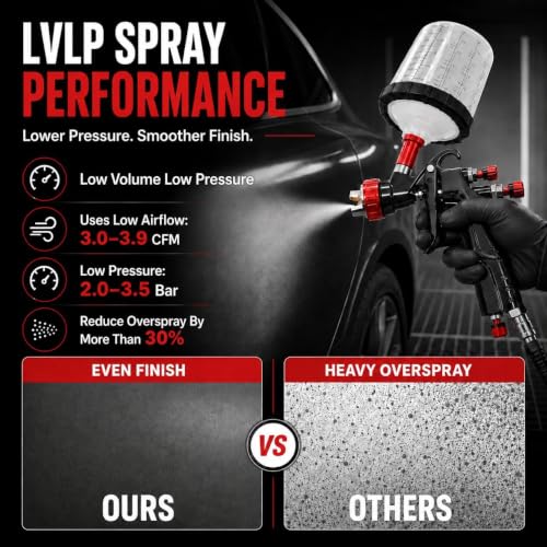 R500 LVLP Automotive Paint Spray Gun Kit with 1.3/1.7/2.0mm Nozzles