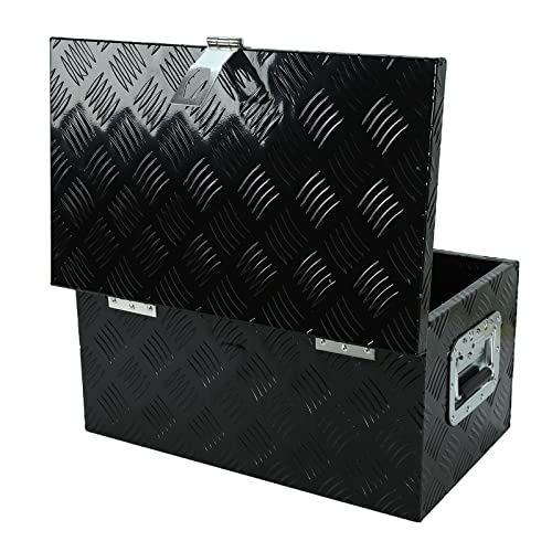 20 X 12 X 9.45 Inch Black Aluminum 5 Bar Tread Tool Box Truck Car Outdoor Trailer Pickup Underbody Toolbox, RV Storage Organizer, Underbed Tools Organizer With Lock & Keys