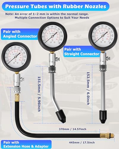 DAYUAN Professional Petrol Engine Compression Tester Kit Set, Blue Case - color: Blue