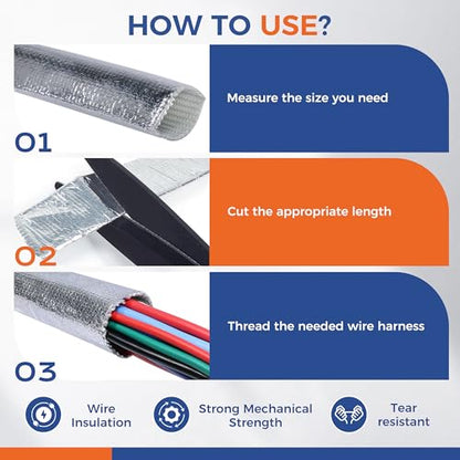 Automotive Heat Shield Sleeve 3/4inch-3.6ft High Temp Sheathing Roll - size: 3/4"-3.6ft