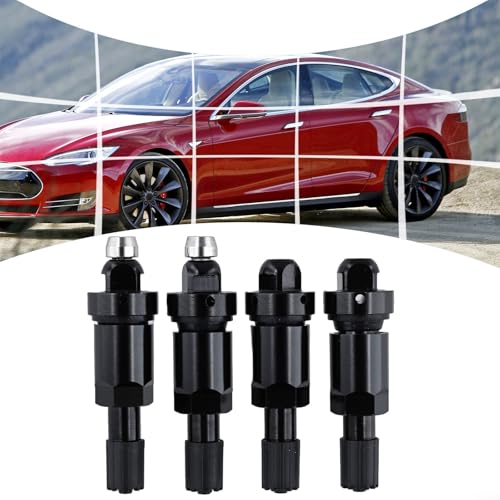 4PCS TPMS Tire Valve Stem Replacement Kit with Aluminum Alloy Stem, Rubber and Metal Seals, Fixing Nut, Black Valve Stems for Car and Truck Wheels Offering Reliable Airtight Seal