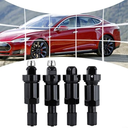 4PCS TPMS Tire Valve Stem Replacement Kit with Aluminum Alloy Stem, Rubber and Metal Seals, Fixing Nut, Black Valve Stems for Car and Truck Wheels Offering Reliable Airtight Seal