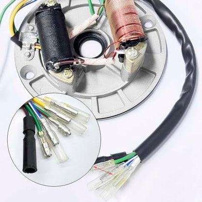 2 Coil Ignition Magneto Stator Plate for 50 70 90 110 125cc Taotao Kazuma SSR Baja ATV Quad Dirt Kick Bike 4 Wheeler with 24mm&27mm Magneto Flywheel GY6 Puller ATV Scooter Repair Tool