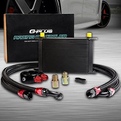 G-PLUS 25 Row AN10-10AN Universal Aluminum Engine Transmission Oil Cooler - color: Black, size: Flat angle Style