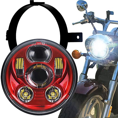 Eagle Lights 5.75 inch Generation III Headlight Kit, with Bracket & Hardware Replacement for VTX 1300 & 1800 (Red) - color: Red Generation III