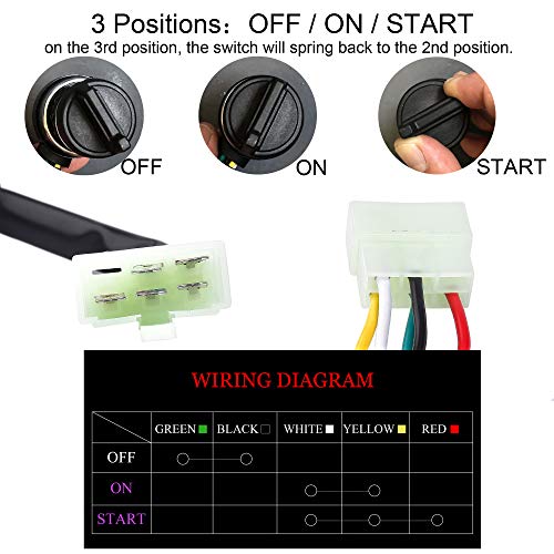 5 Wire Ignition Key Switch with Dust/Waterproof Cover, Stainless Steel Keys