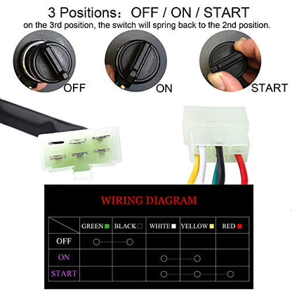 5 Wire Ignition Key Switch with Dust/Waterproof Cover, Stainless Steel Keys