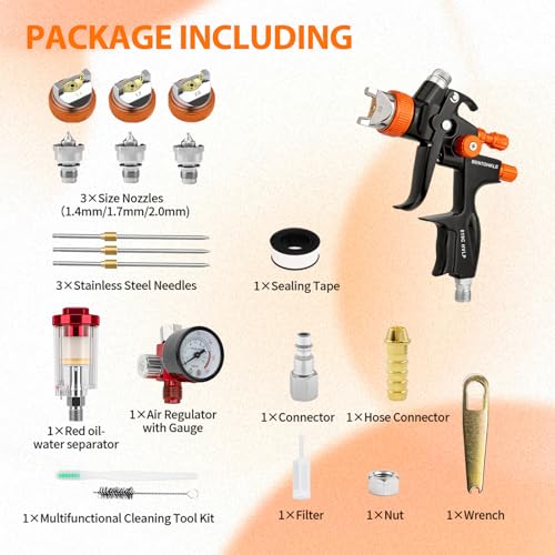 819 HVLP Air Spray Gun Kit with 1.4/1.7/2.0mm Nozzles - size: plastic cup