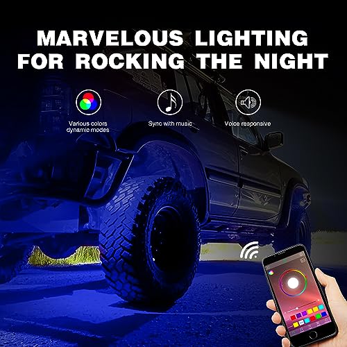 Nilight RGB LED Rock Lights Kit 6 Pods Underglow Multicolor Neon Pod - color: RGB 3LED, size: 6 Pods