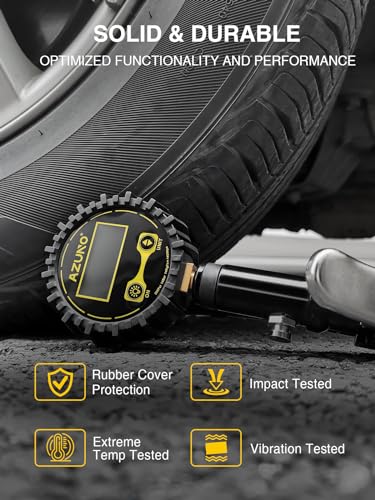 AZUNO Digital Tire Inflator with Pressure Gauge, 200 PSI, Heavy Duty Air Compressor Accessories, Comes with a Portable Carrying Box - size: 200PSI with case
