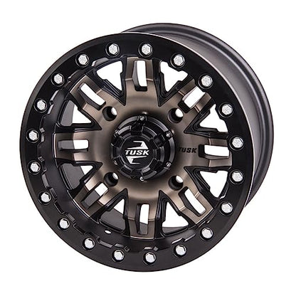 4/137 Tusk Teton Beadlock Wheel 14x7 5.0 + 2.0 Smoke/Black For Can-Am Maverick X3 DS Turbo 64 Inch 2021-2025